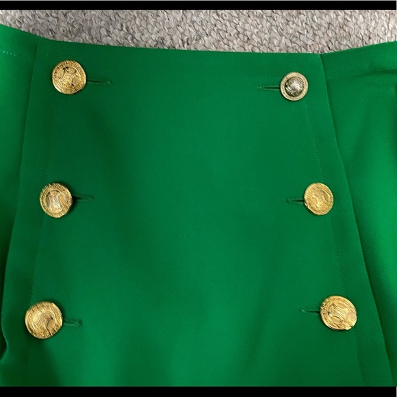 Vintage Kelly Green Celine Skirt with Gold Buttons - Picture 10 of 14